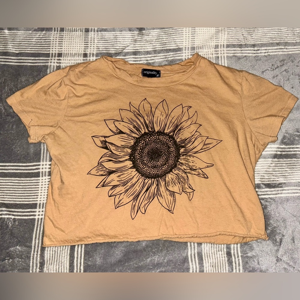 Tan/Orange Sunflower Women's Top Size Small